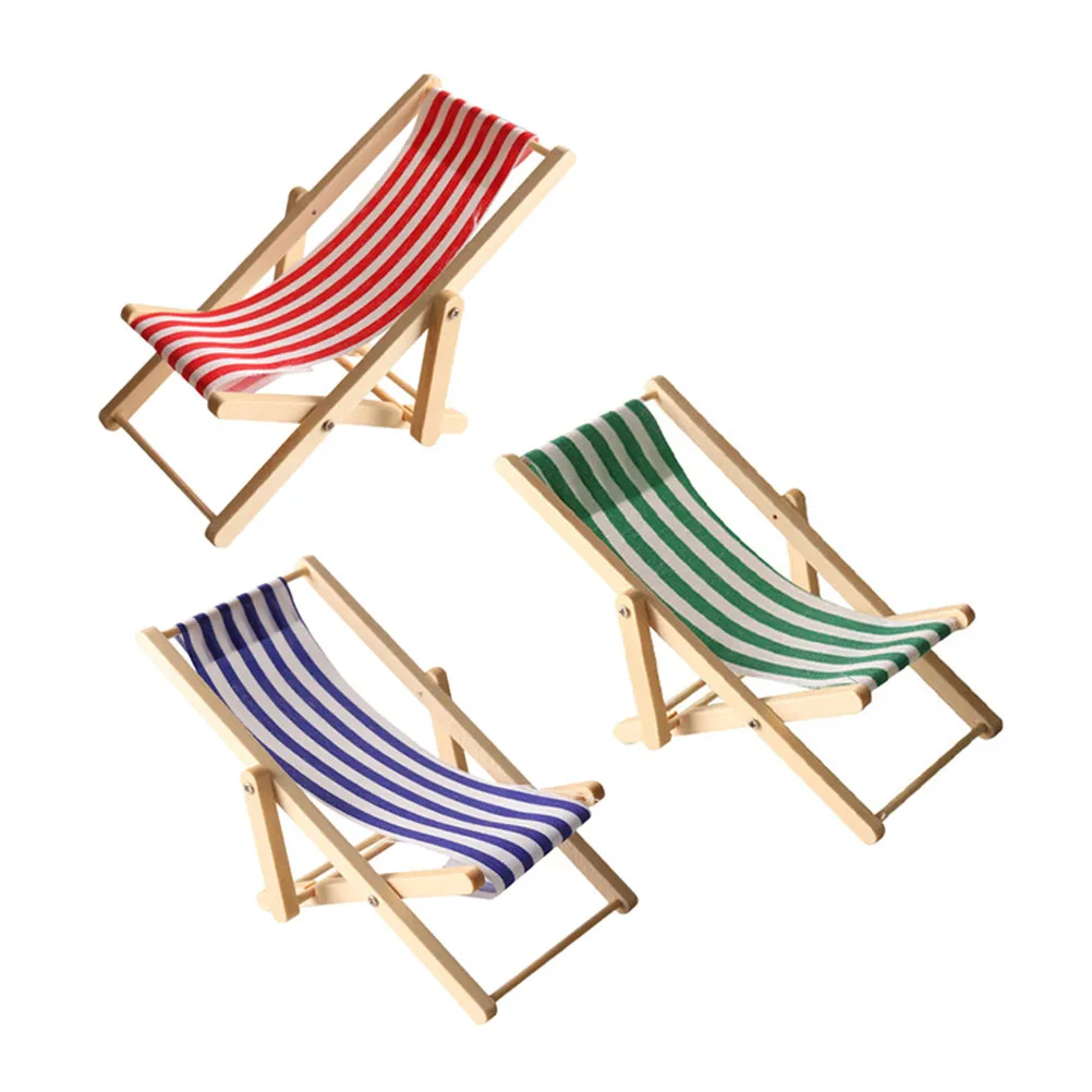 

3Pcs Miniature Beach Chair Simulation Design Portable Folding Chairs for Dollhouse Coastal Ambience Decor Mini Beach Chair