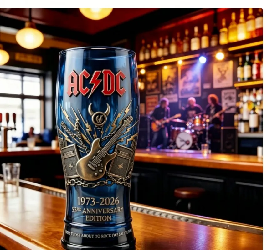 AC/DC 53rd Anniversary 3D Relief Beer Glass Collectible Bar