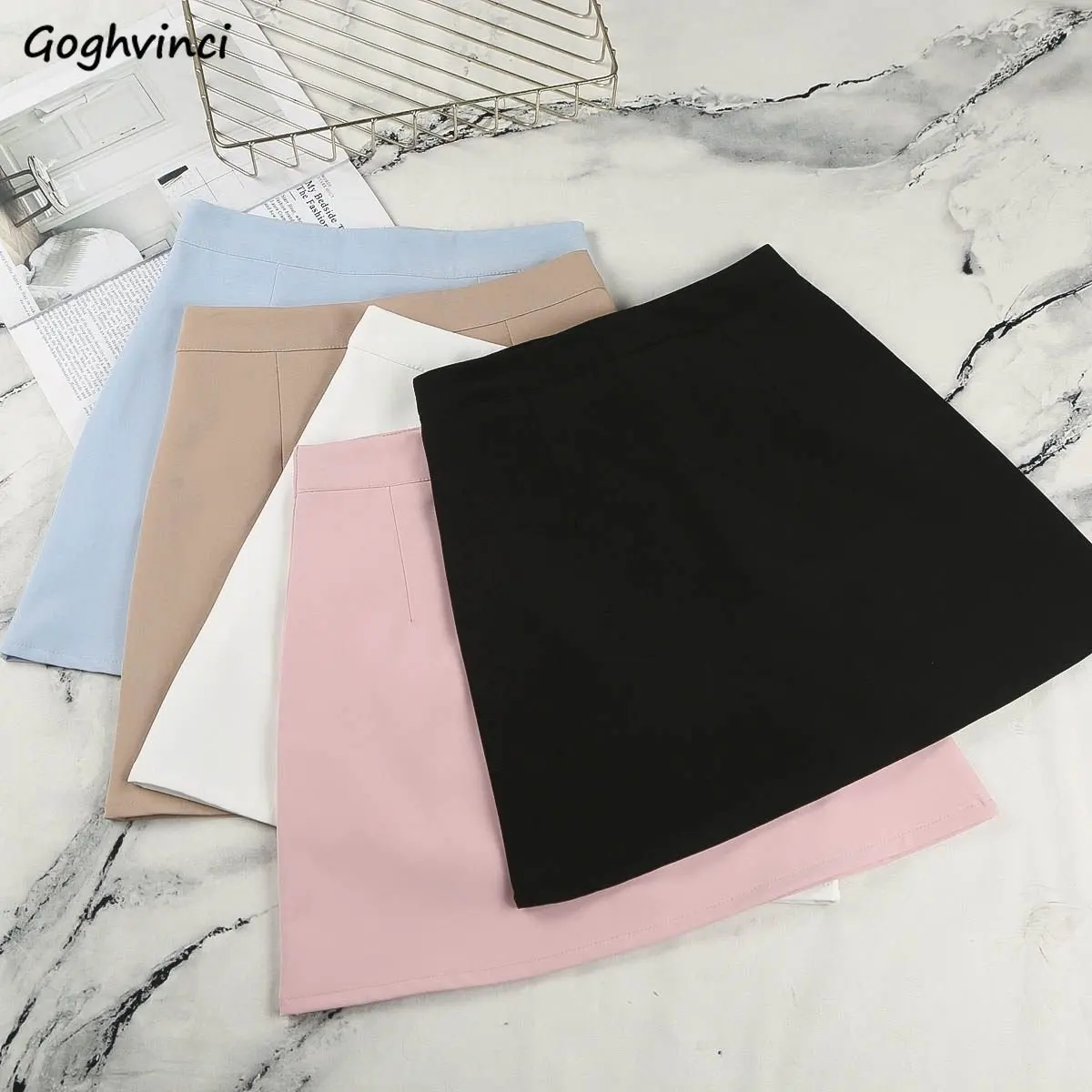 5 Colors A-line Mini Skirts Women Sweet Students Korean Style High Waist Summer Popular Pure Chic Vintage All-match Leisure Slim