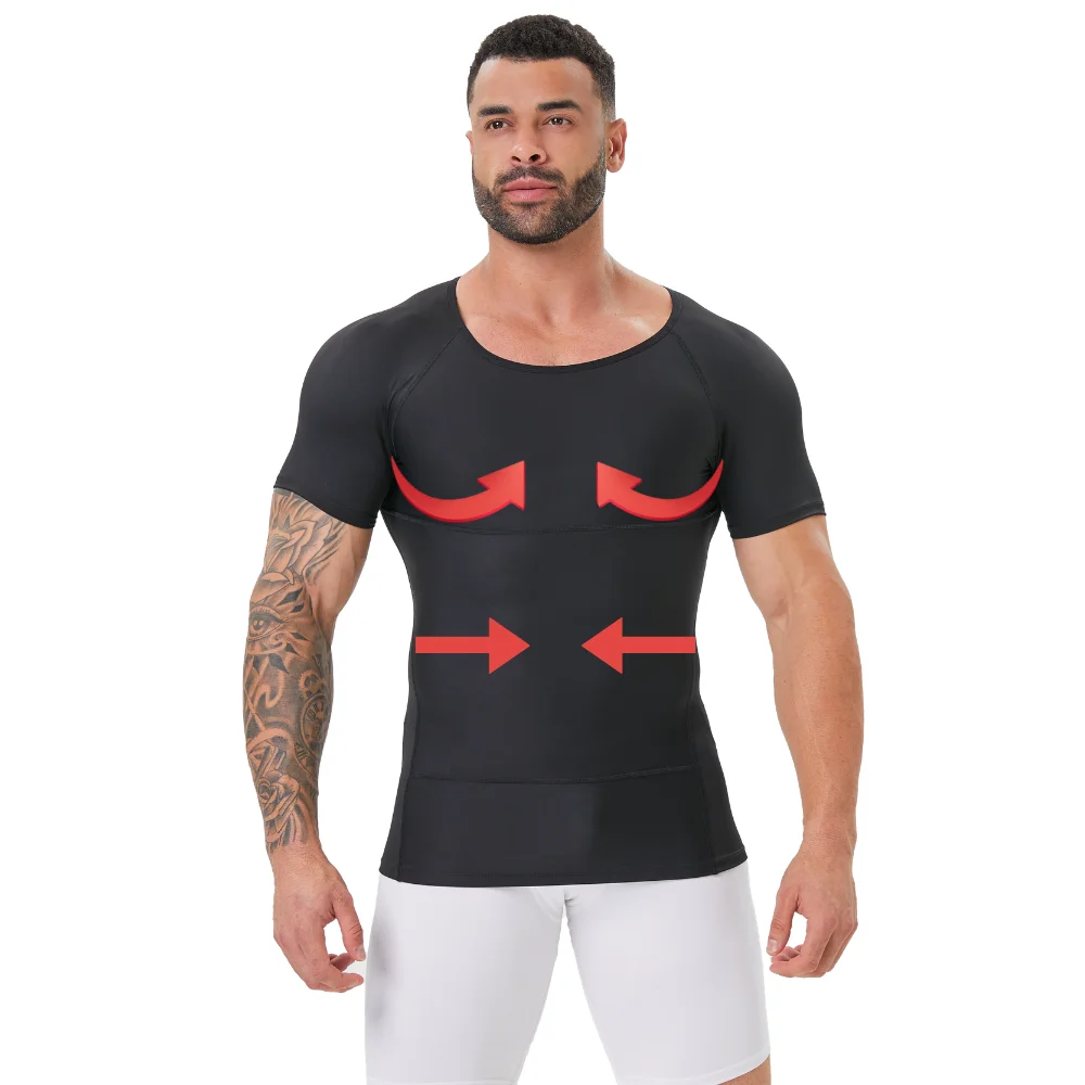 Body Shaper für Herren, ärmelloses Kompressions-Tanktop, Rundhalsausschnitt, Bauchkontrolle, atmungsaktiv, schmale Passform, Sommer-Fitness-Unterhemd