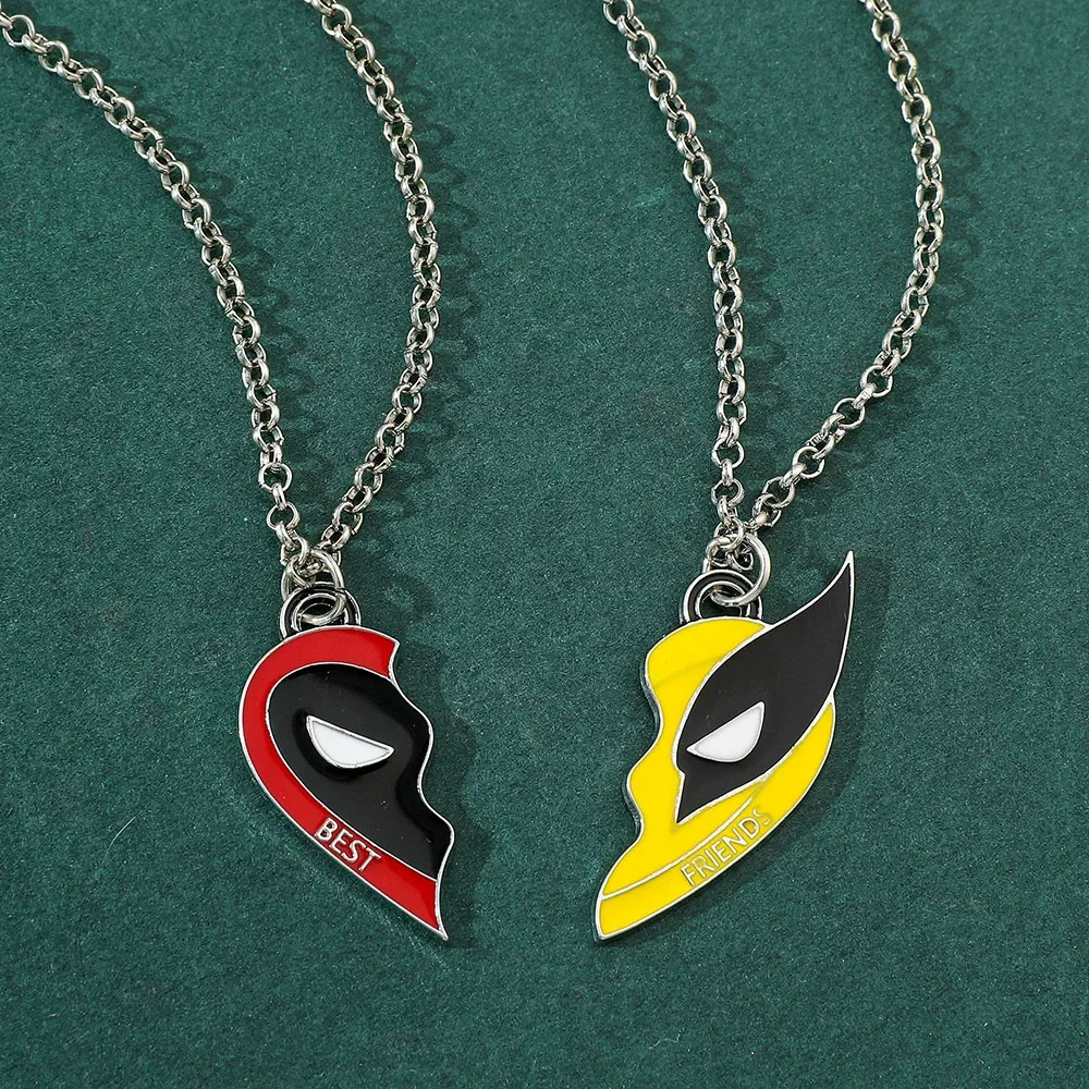 1pair Deadpool Wolverine Puzzle Necklace Movie Periphery Hero Pendant Collar Clavicle Accessories Jewelry for Fans Gifts