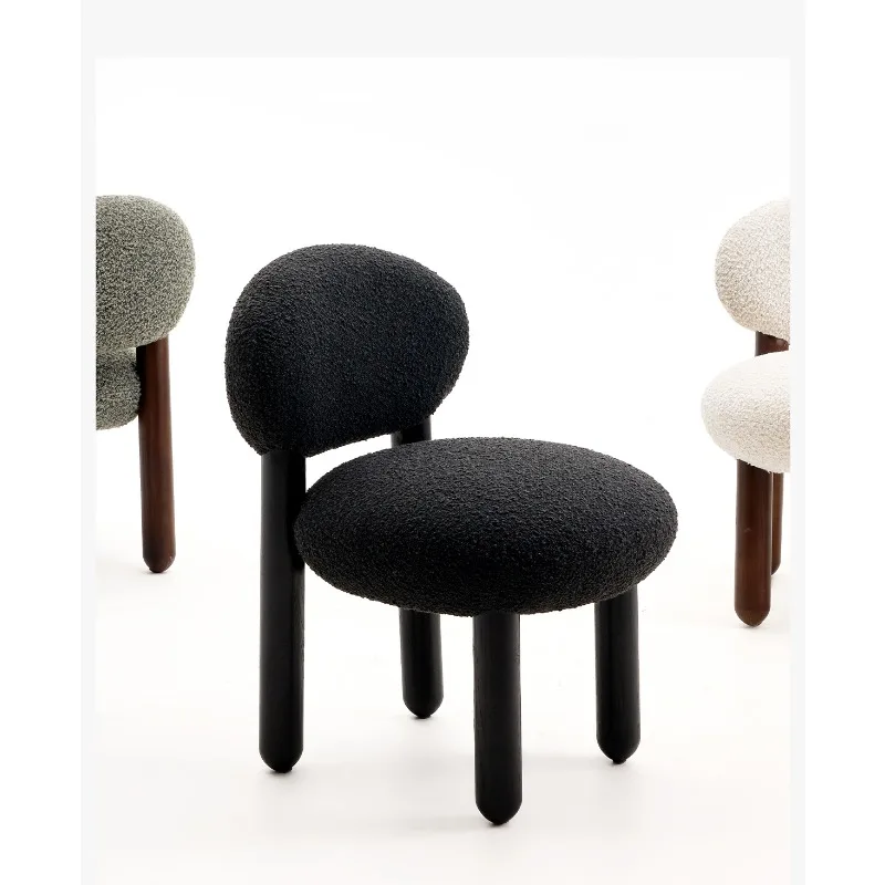 

Dining chair medieval household living room soft bag solid wood chair