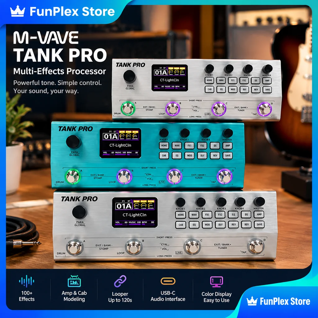 Processeur multi-effets pour guitare M Vave Tank Pro, modélisation IA, chargement IR, enregistrement OTG, pour scène, studio et pratique