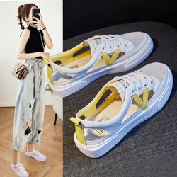 Real Soft Leather Bag Head Sports Sandals Women's Outer Wear 2024 New Summer New Student All-match Flat Casual White Shoes Woman