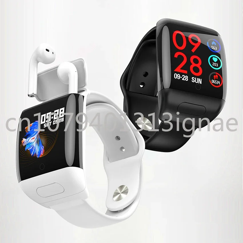 

Type-c smart watch with tws earphone heart rate function BT wireless earbuds high quality earphone