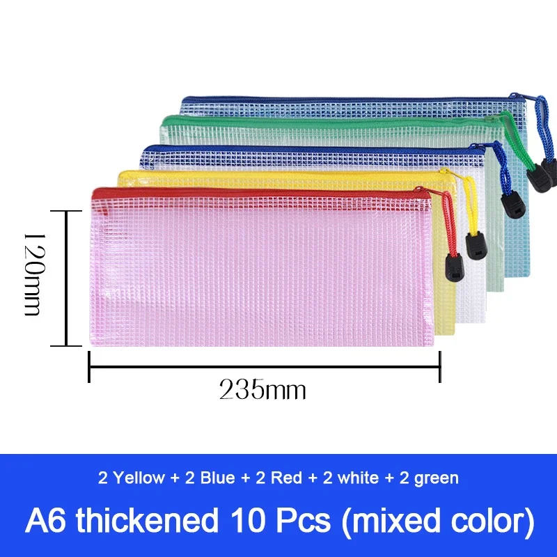 Imagem -03 - Impermeável Mesh Zipper Documento Bolsa Pastas de Arquivo Material de Escritório Escolar Lápis Case Armazenamento Bolsa de Estudante a4 a5 a6 10 Pcs