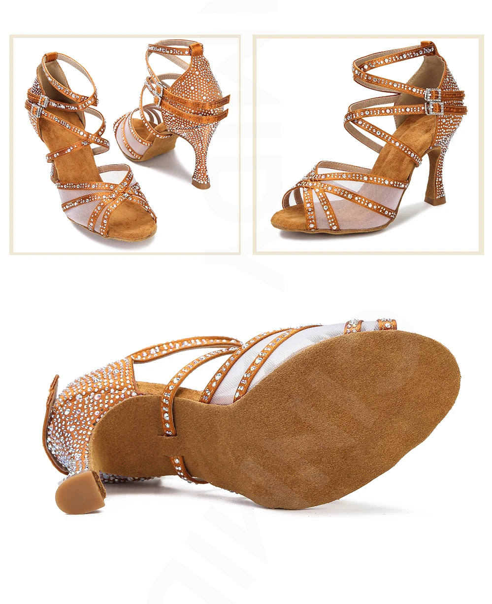 CINMIDY Damen Tanzschuhe Mesh Latein Tanzschuhe Ballroom Tanz Sneakers Seiden-Satin Hochzeitsschuhe Weiche Sohle Damensandalen – Detail 14
