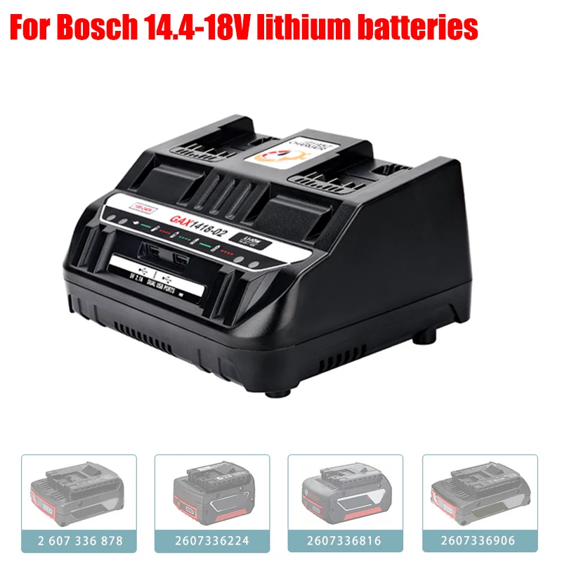 شاحن بطارية ليثيوم محمول مزدوج الشاحن السريع لبوش 18 فولت بطارية ليثيوم أداة الطاقة شاحن بطارية مع منافذ USB مزدوجة #1