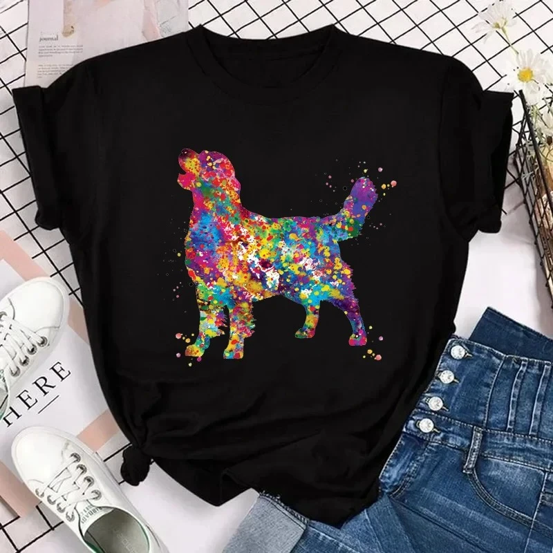 2026 New Hot Sale Tshirt Women Watercolor Golden Retriever Chihuahua Animal Print T-Shirt Femme Pet Dog T Shirt Female Tee Tops