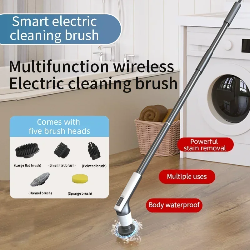 

-for IPX7 Waterproof Electric Spin Scrubber Adjustable Handle 10 Replaceable Brush Heads Electric Cleaning Brush For Bathroom