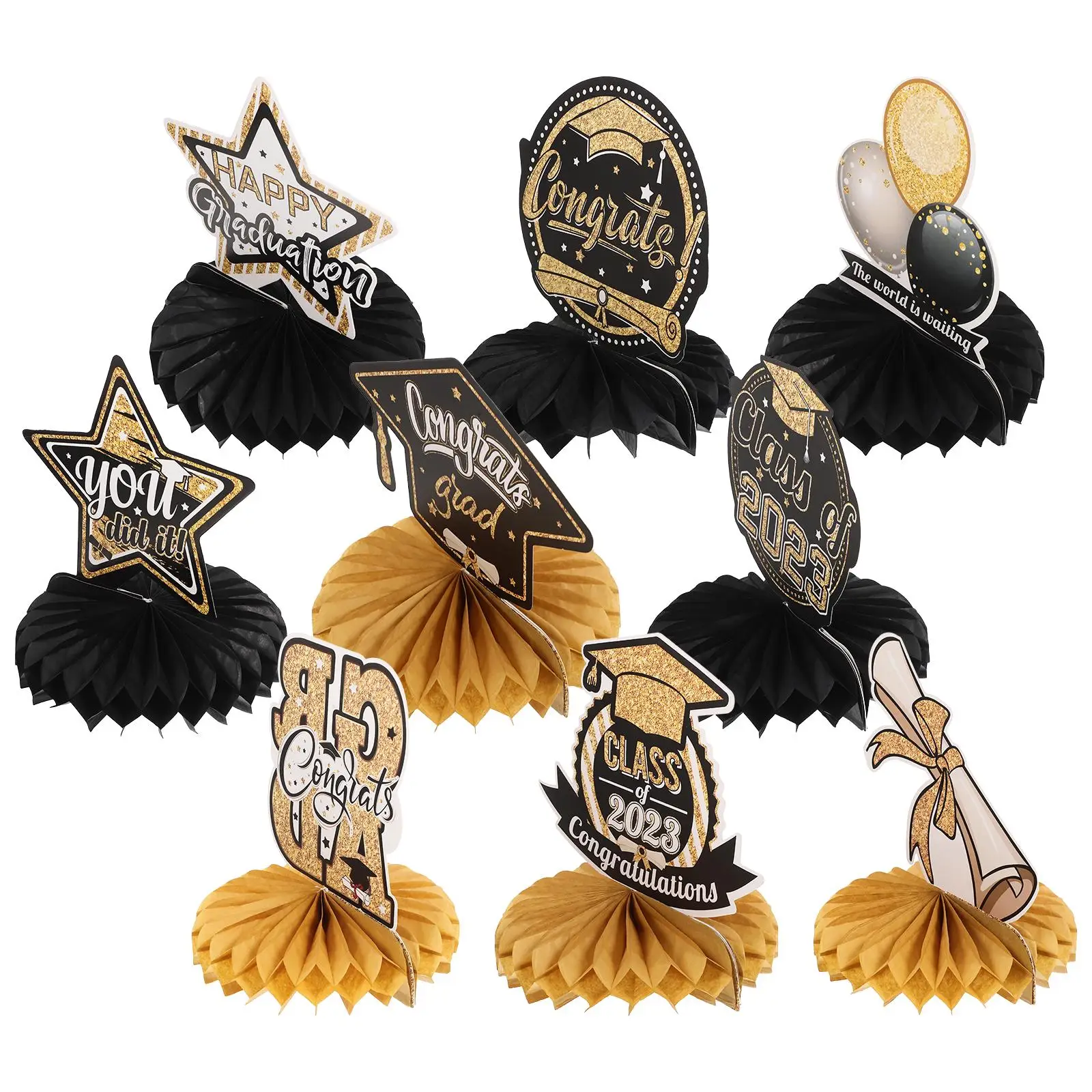 

9 Pcs Graduation Honeycomb Ornament Decor Themed Paper Party Scene Adornment Central