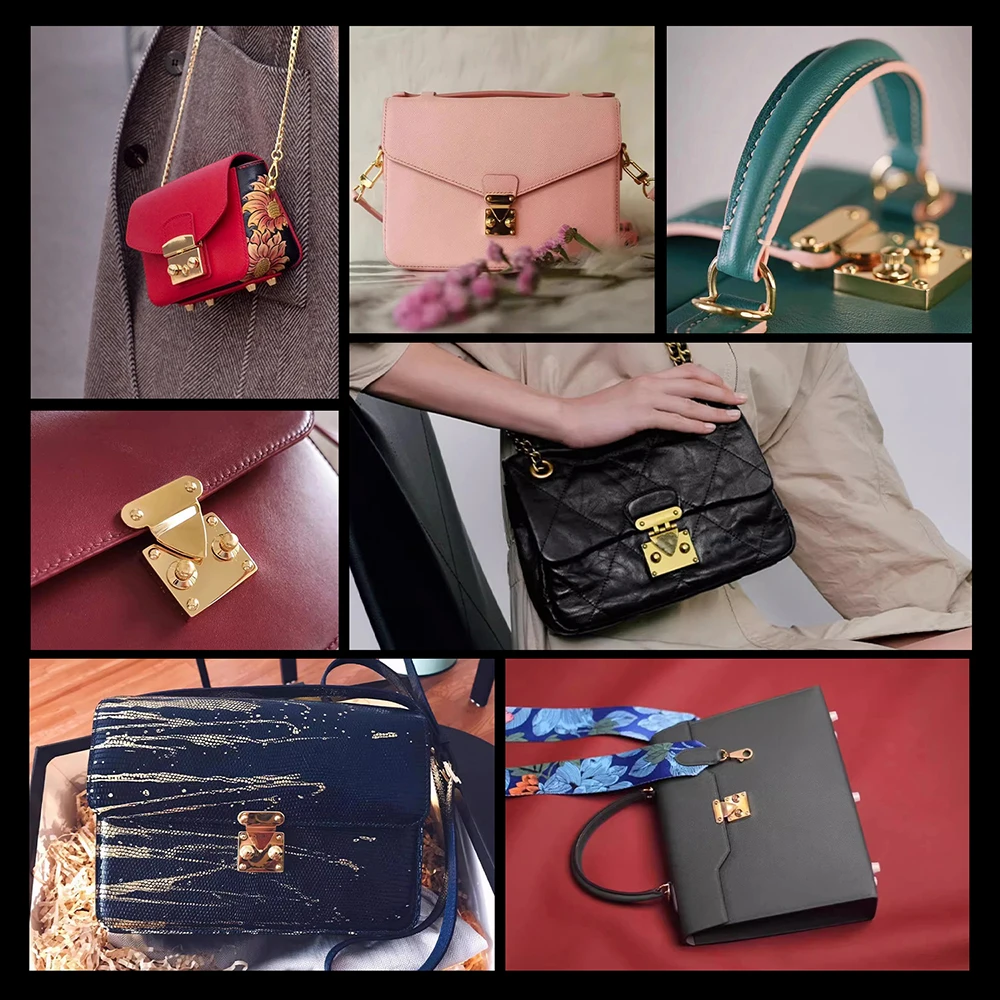 WUTA High Quality Stainless Steel Knob Lock Sets & Spring Clasp for Purses Bags DIY Leather Hardware Durable for Dulles Bag Lock