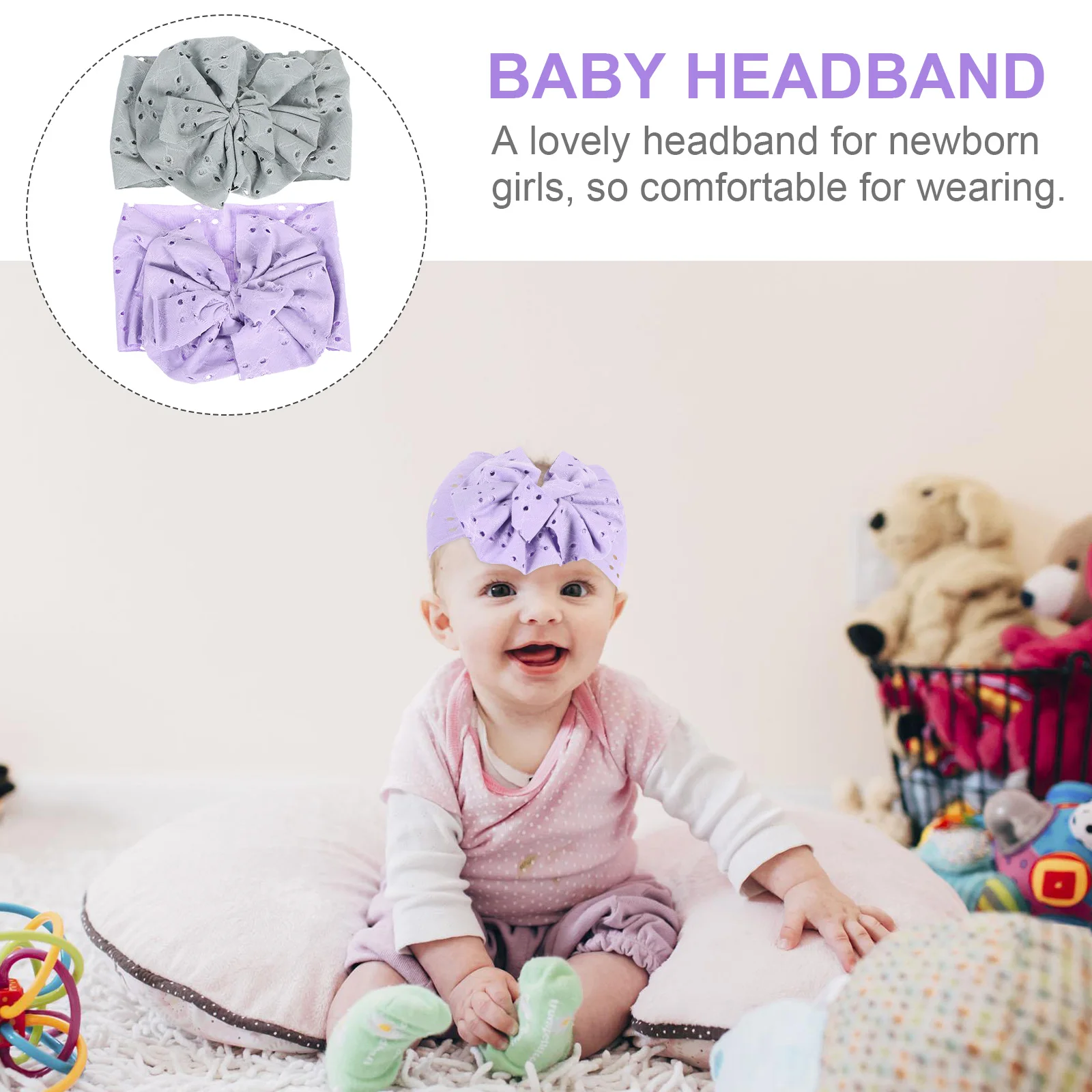 

2pcs Headbands For Hair Bows Festival Christmas Birthday Party Costume Accessory Elastic Bow Hairband