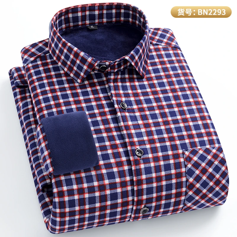 Men's warm long-sleeved shirt with thickened double-sided fleece, cold-resistant, comfortable and soft for winter leisure