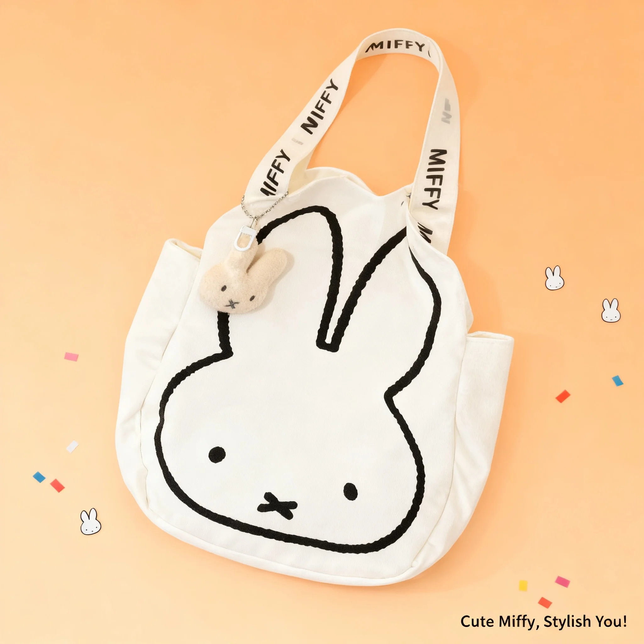 

Miffy Cartoon High Capacity One Shoulder Canvas Bag Versatile Fashion Handbag Schoolbag Shoulder Bag Gift For Girls
