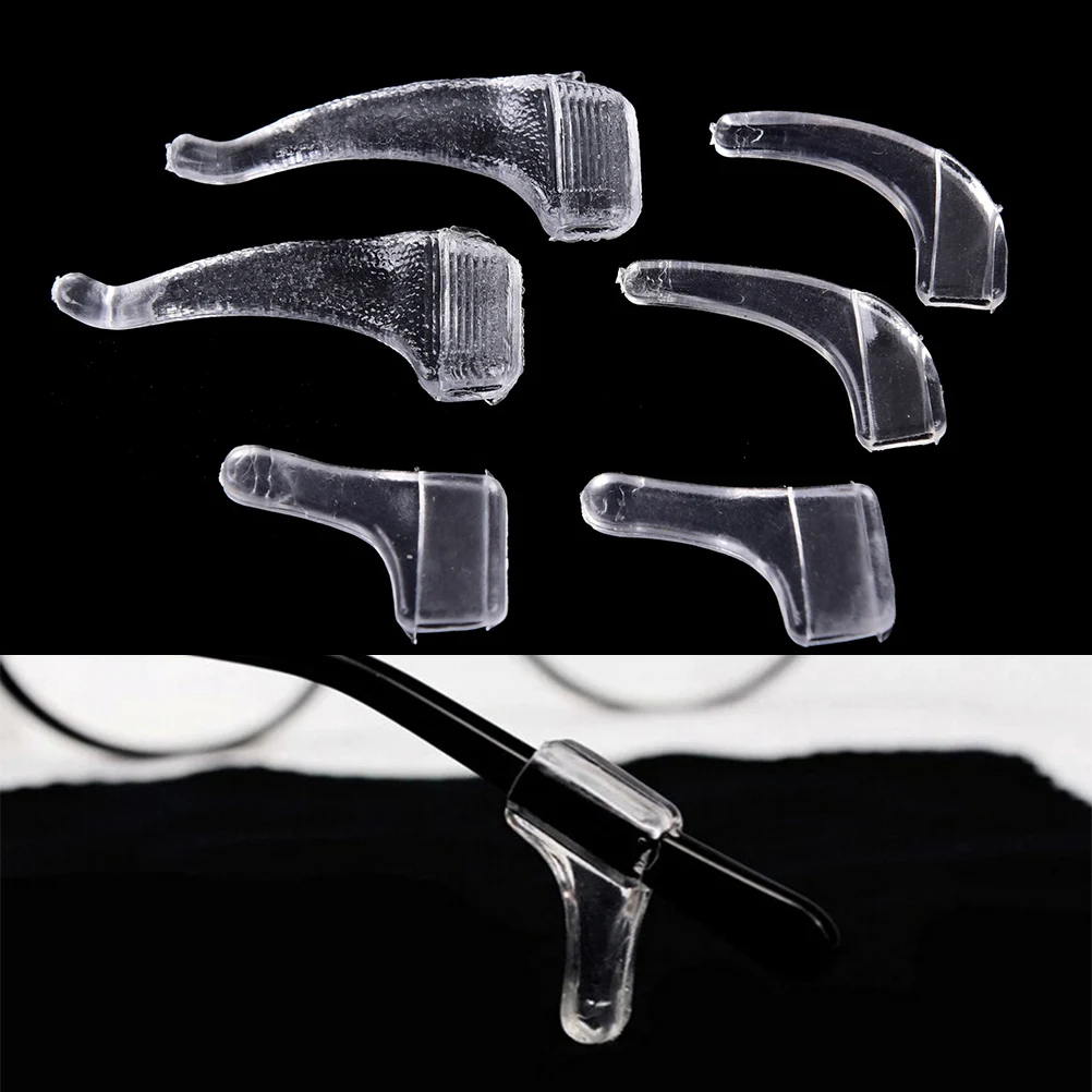 

10 Pairs soft transparent Anti Slip silicone ear hooks temple tip holder eye glasses accessories