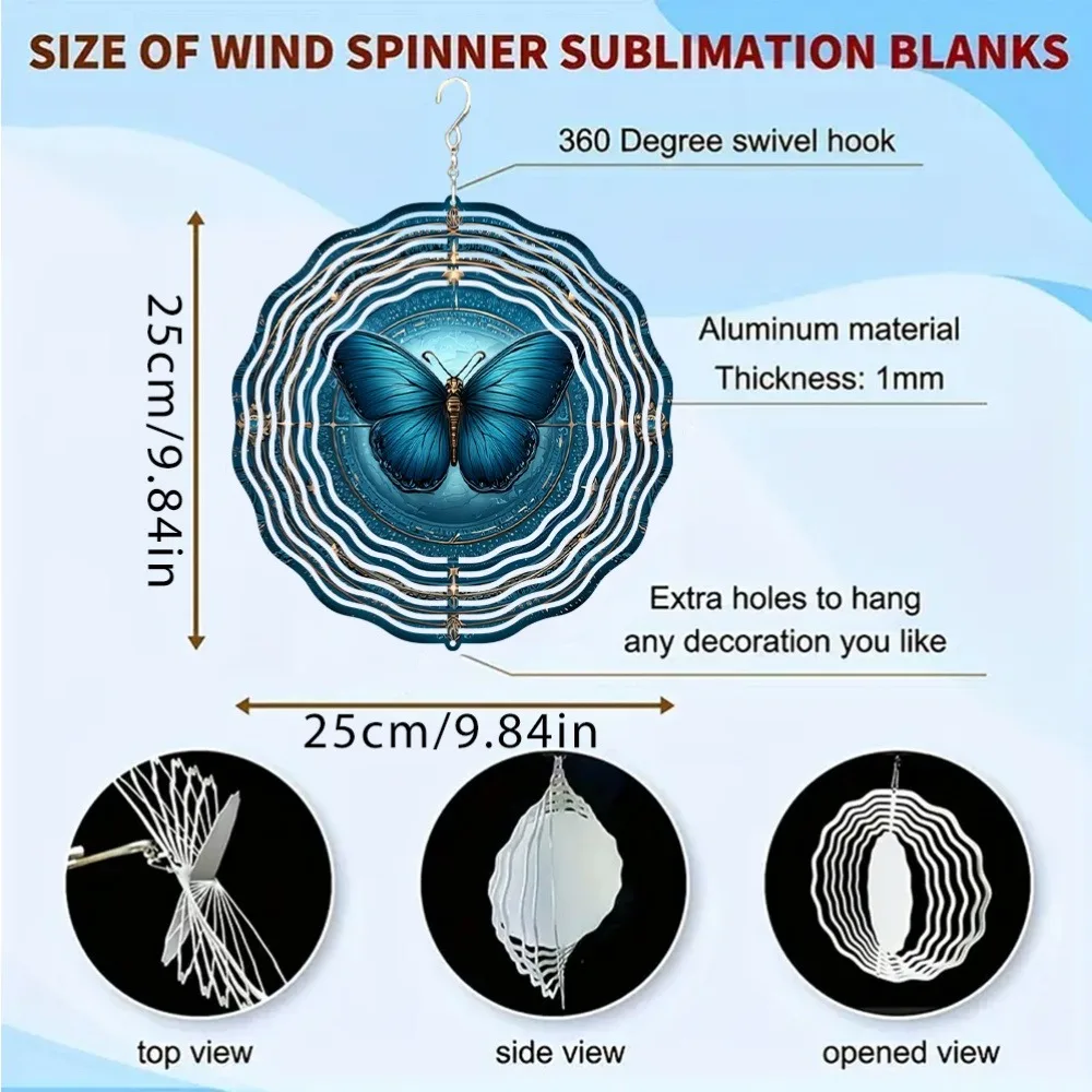 CIFBUY 3D Metal Wind Spinner Kinetic Butterfly Garden Art Outdoor Hanging Yard Decor Patio Ornament Spinning Windmill