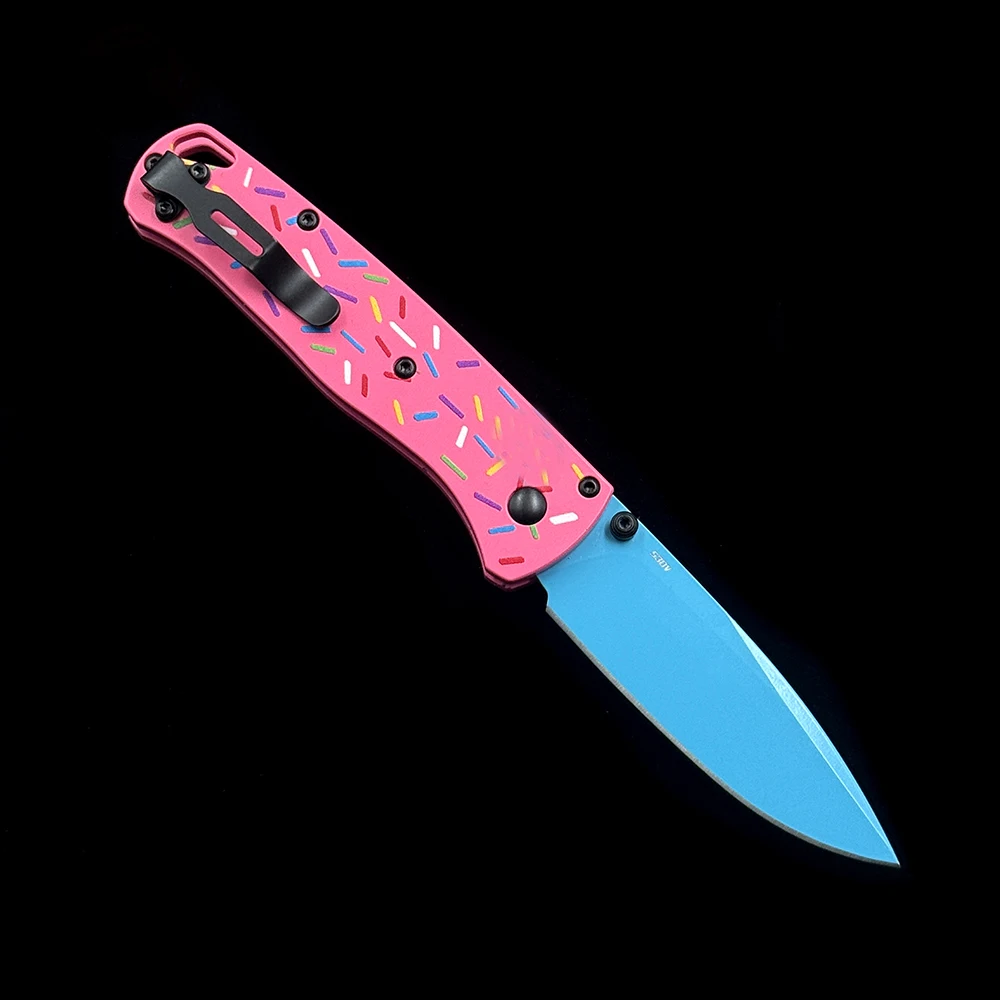 BM 535 Bugout Donut Faca dobrável com rolamento de alumínio rosa