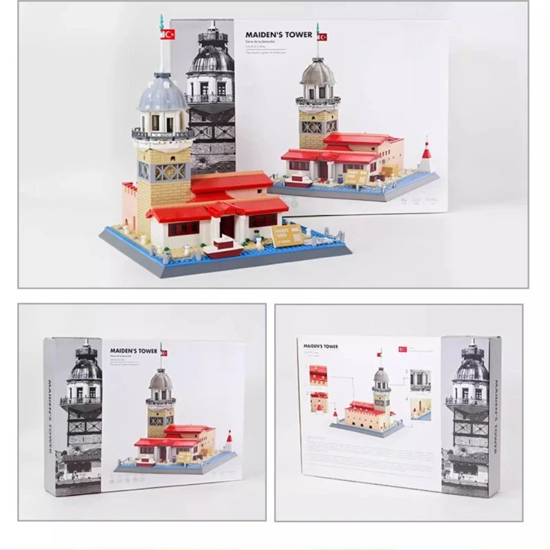 SEMBO トルコ イスタンブール マイデンタワー 組み立てブロック 手組み立て式 外国建築 クリエイティブモデル デスクトップ教育玩具