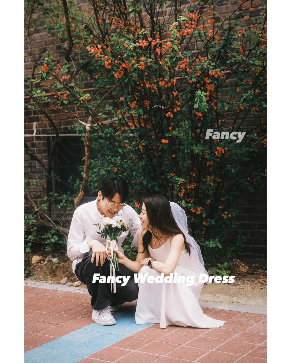 Fancy Simple O Neck Korea Wedding Dress A Line Elastic Satin Bridal Gown Ankle Length Back Zip Customized