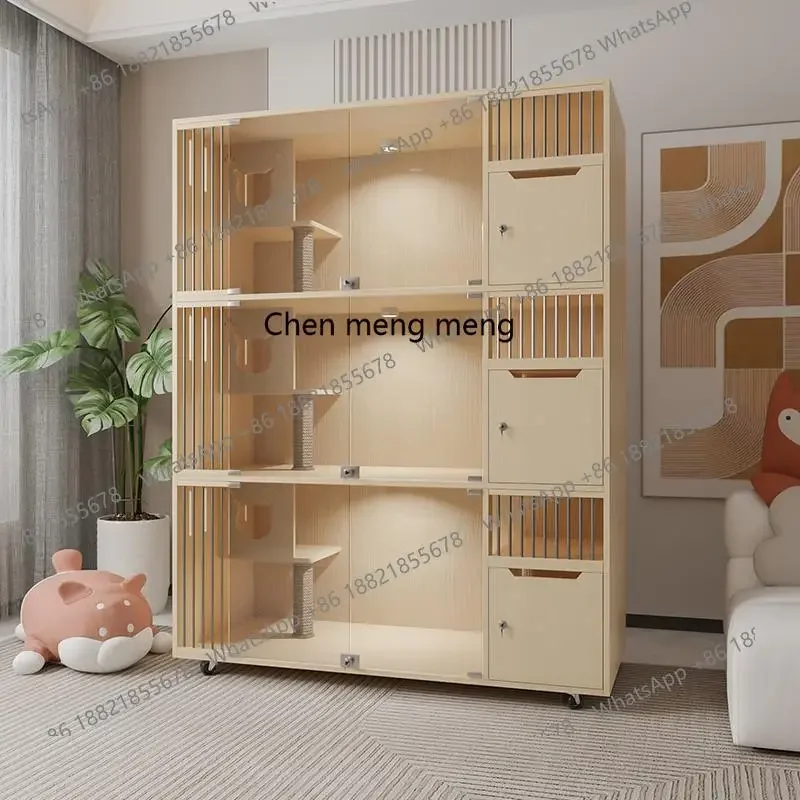 

X Cat House Pet Shop Luxury Solid Wood Display, Pet Cat Villa Cage