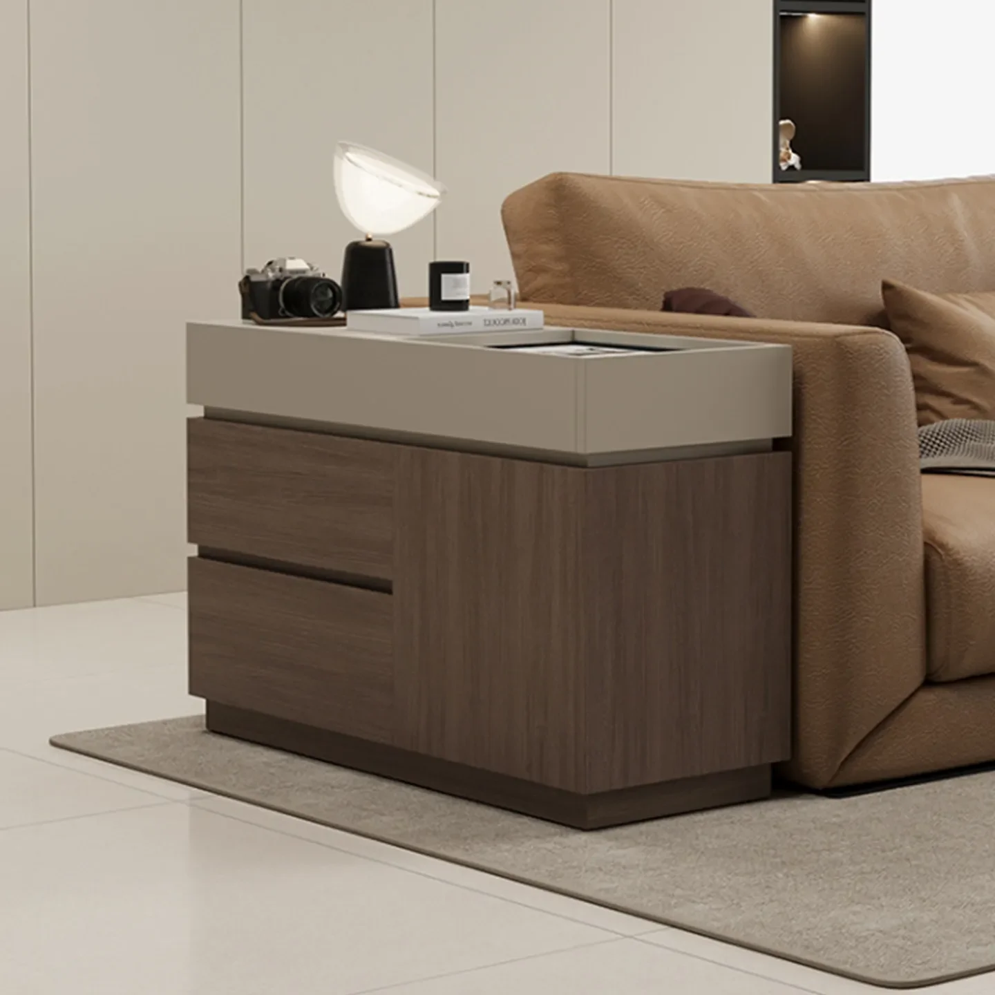 Sofa side cabinet Living room Modern simple light luxury High sense Side few Solid wood storage corner few