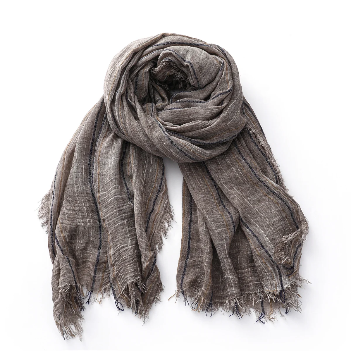 Mode Gestreiften Baumwolle Leinen Schal für Männer Frauen Herbst Winter Lange Weiche Tücher und Wraps Kurze Quaste Bufanda Männliche Zubehör – Detail 6
