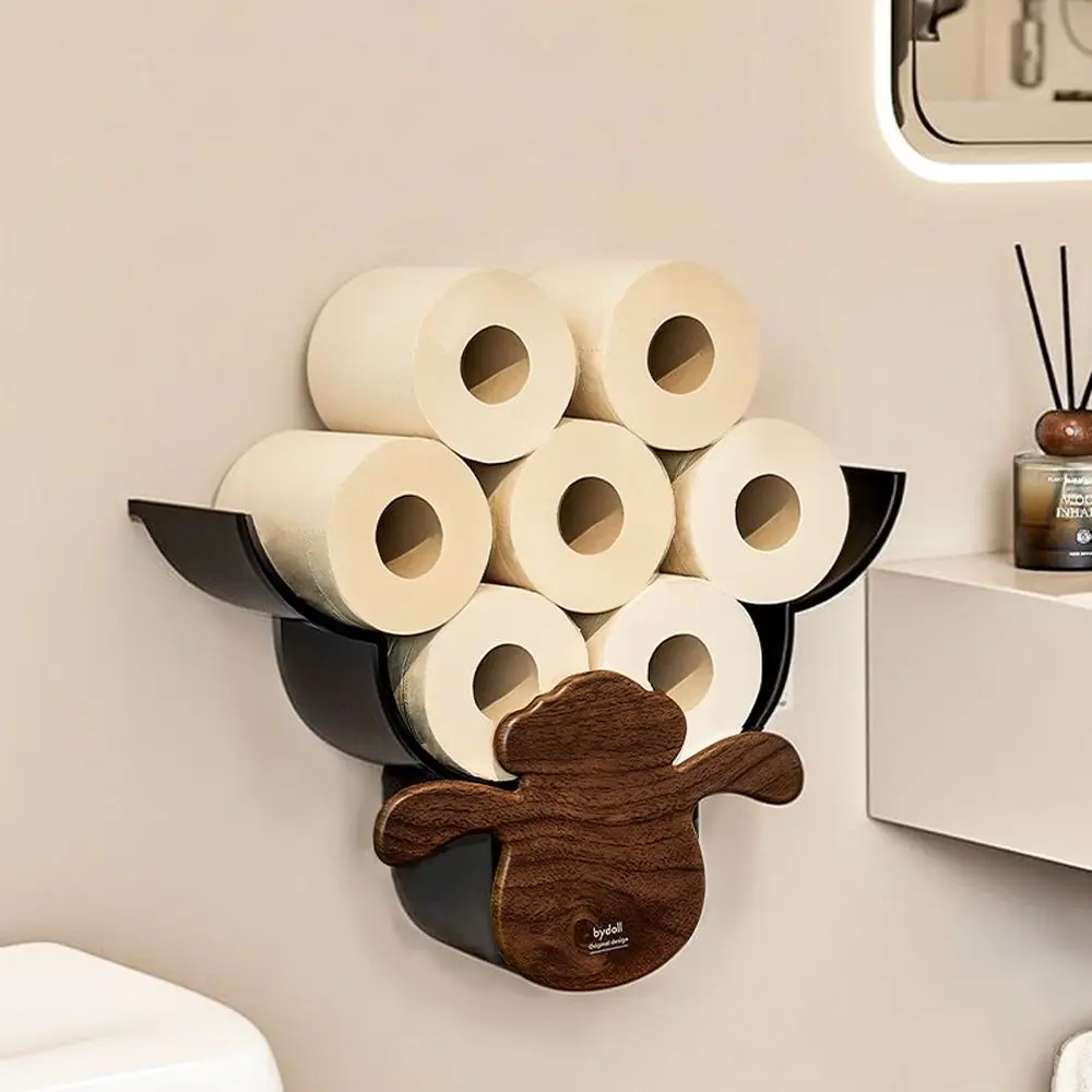 

Plastic Sheep Toilet Roll Holder Wall Hanging Holds 12 Rolls Tissue Storage Rack Space Saving Towel Roll Holder Kitchen Storage