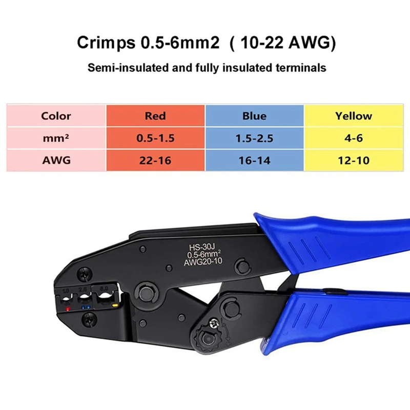 HS-30J Multifunctional Ratchet Wire Pressing Pliers With 700 Pieces Of Terminal Cold Pressing Pliers Set Durable Blue & Black