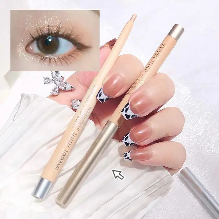 Doce menta champanhe bicho da seda delineador de alto brilho pôr do sol galáctico aurora perolado fino piscando sombra de olho caneta iluminadora