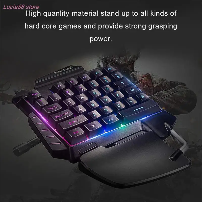 1pc One-Handed Gaming Keyboard RGB Backlit Portable Mini Gaming Keypad Game Controller for PC PS4 Xbox Gamer