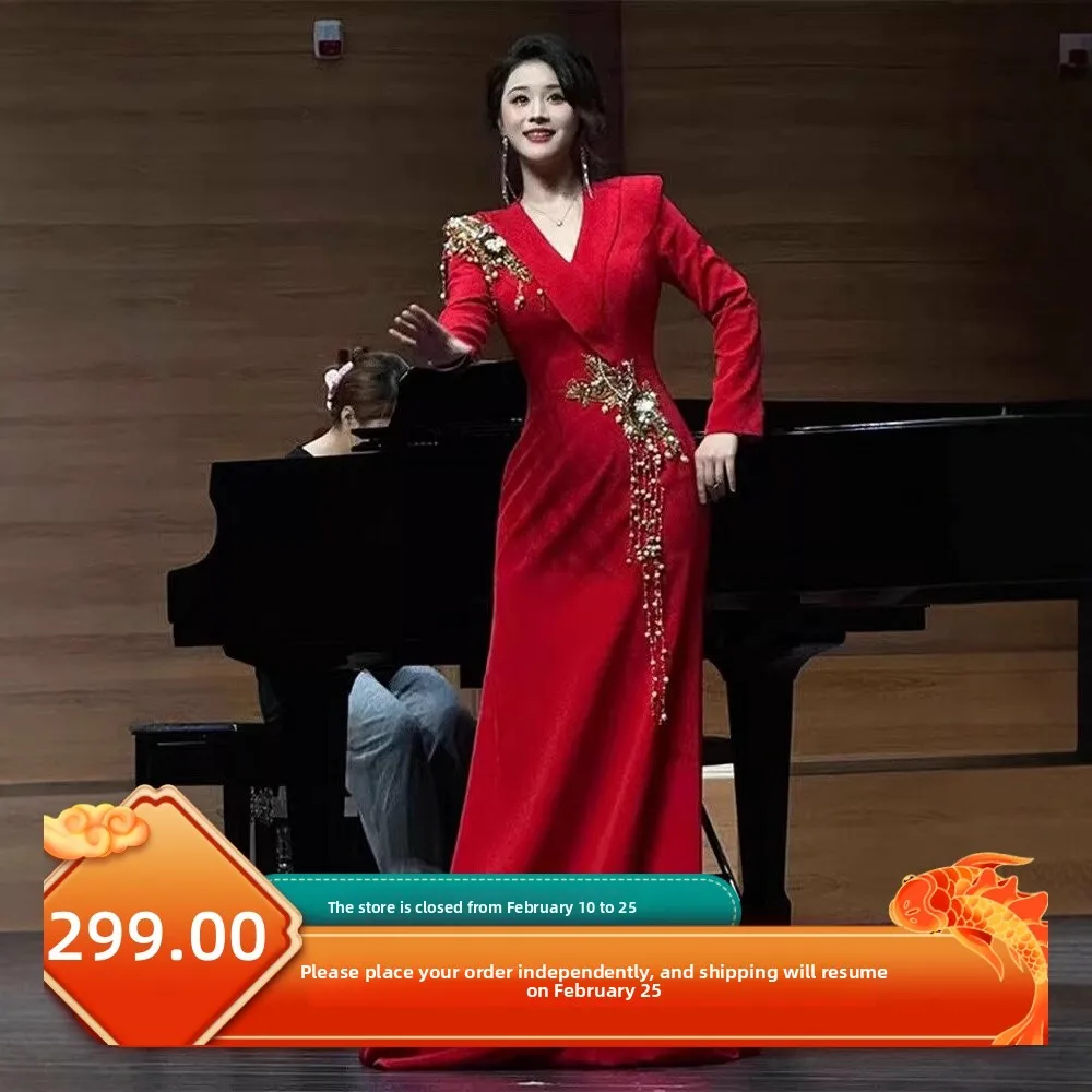 

Ele Long Sve Evening Gown in Red And White for Women Sparkling Performance Dr Suitable for Cany Yearly Meeting A...