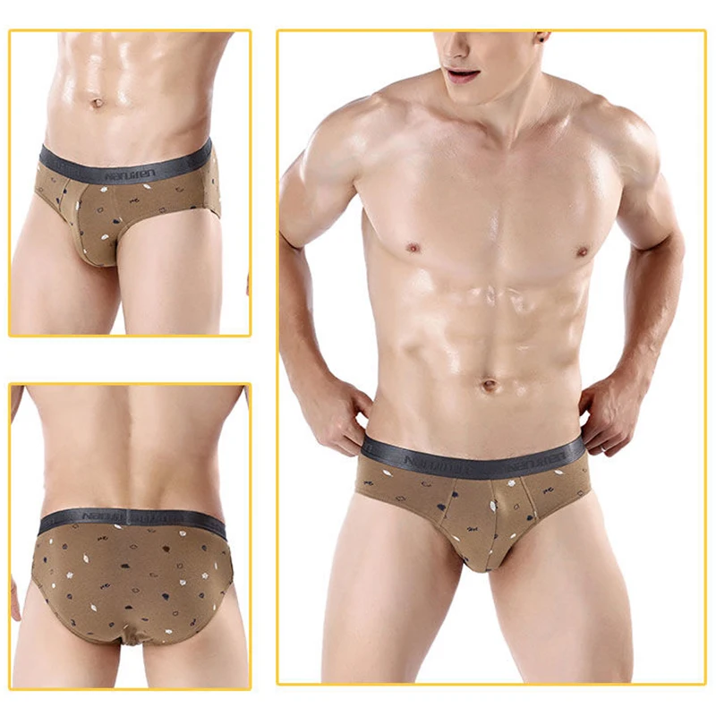 4Pcs Men Sexy Briefs Cotton Underwear Men\'s Breathable Brief Underpants Comfortable Mens Soft  Print Shorts Cueca Male Panties