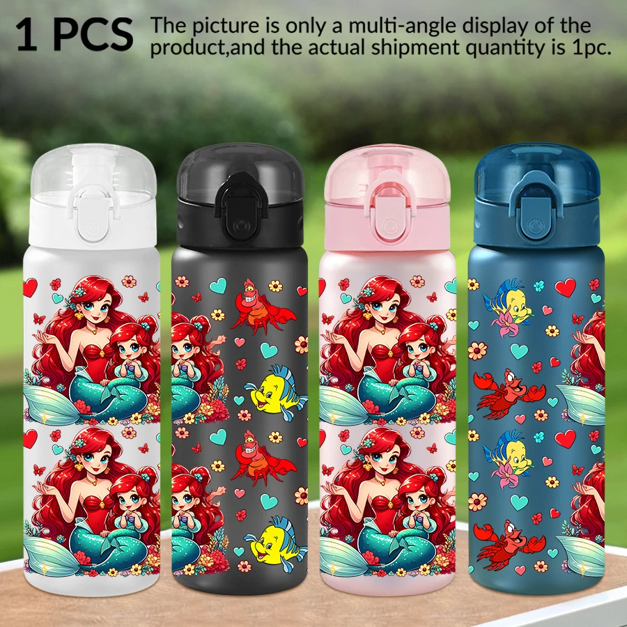 

1Pc Disney, Mermaid, Ariel, 26oz Plastic Water Bottle Sports Water Cup with Lift Rope Birthday/Back To School Gift