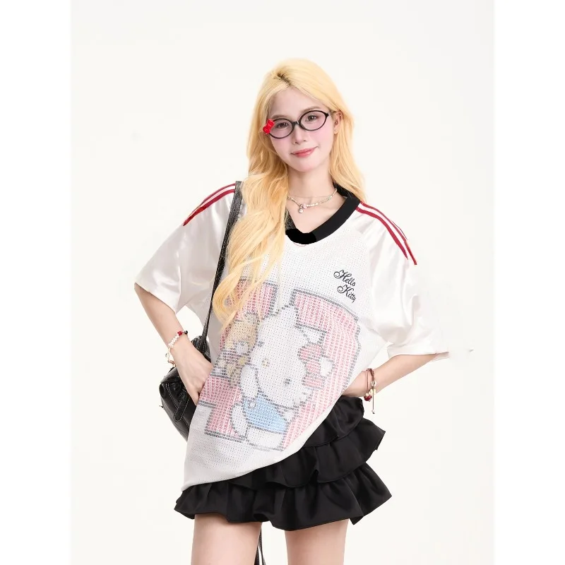 

Футболка с 3D-принтом Hello Kitty 2025 года, быстросохнущая и дышащая, повседневная и модная