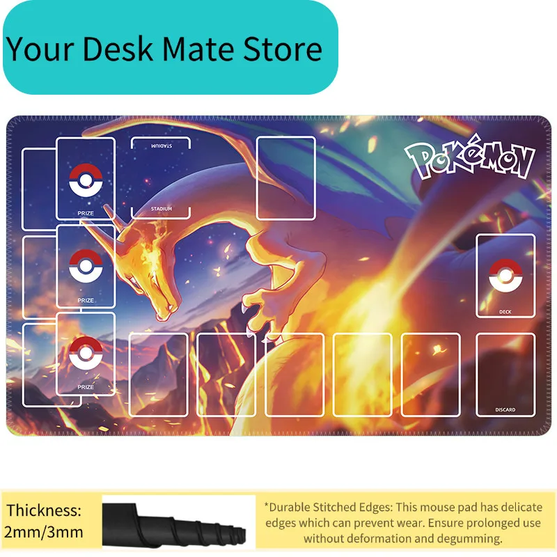 

Игровой коврик для карточной игры Pokemon Charizard TCG, противоскользящий, для соревновательной игры, тип Огонь