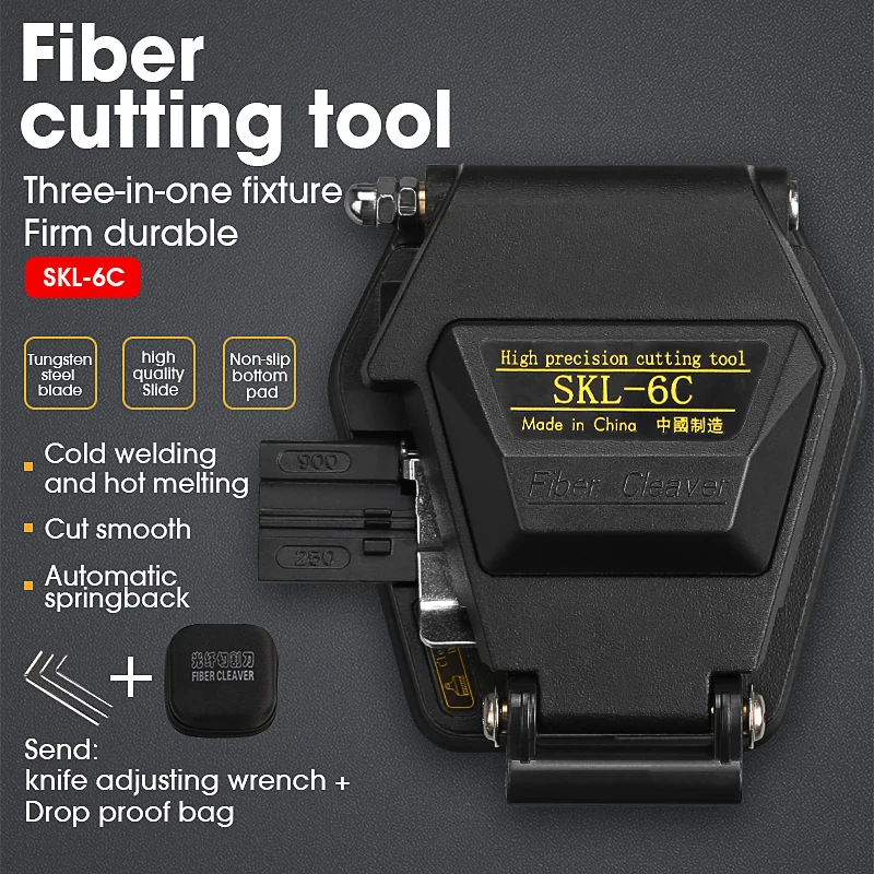 Wholesale FTTT SKL-6C Fiber Cleaver Cable Cutting Fiber Optic Knife Tools Fiber Cutter 16 Surface Blade Fiber Optical Tool  Kit