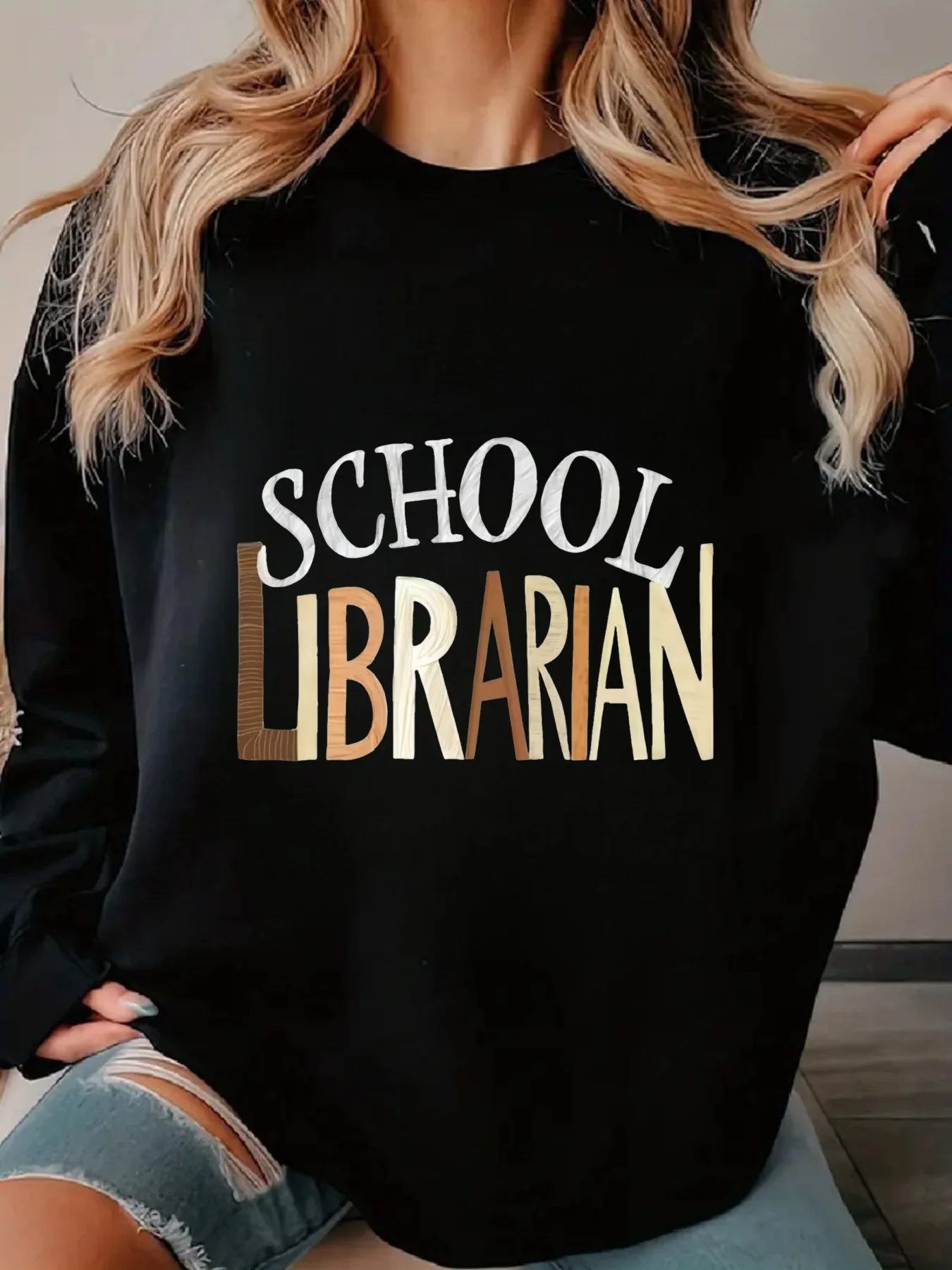 Motif imprimé LIBRARIAN, haut à la mode pour femmes, simulation de vacances/vacances