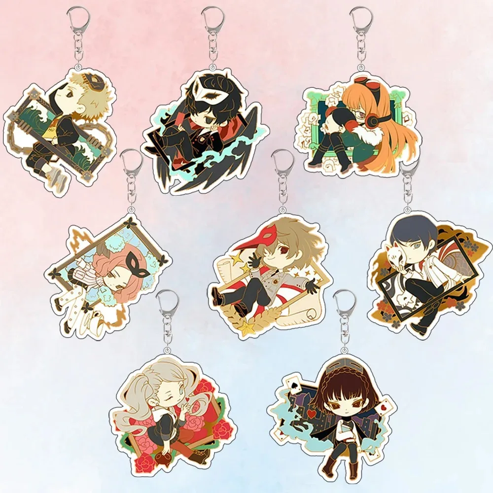 Llavero de acrílico de anime de Persona: Ren, Ryuji, Ann, Makoto, Akechi, Kotone, Futaba, Haru, colgante para mochila, regalo de dibujos animados