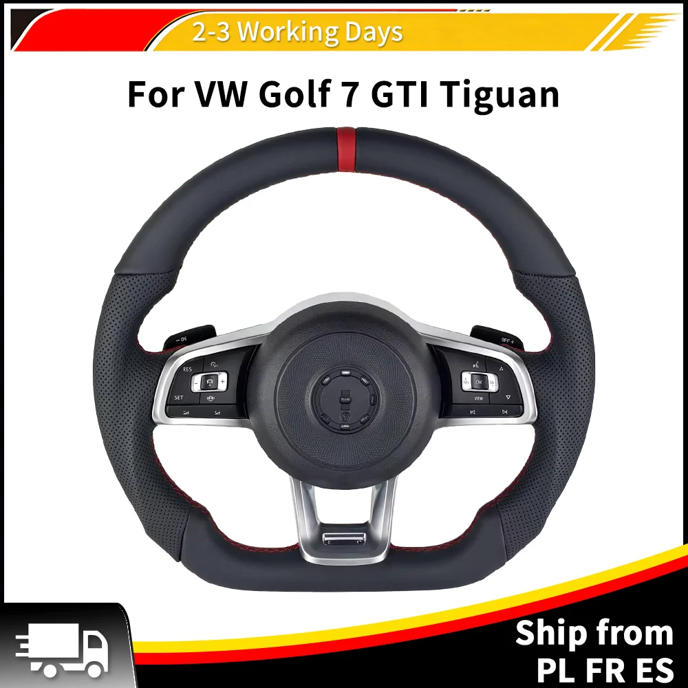 Adatto per Volkswagen Tiguan Golf 7 7.5 GTI GTE GLI 2013-2019, rivestimento completo in pelle con cuciture rosse, accessori per auto, volante VW.