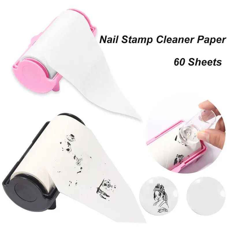 60枚/ロール両面ネイルスタンプブロッティングペーパーネイルアートスタンパーパターン印刷油除去ツールネイルスタンプブロッティングペーパー
