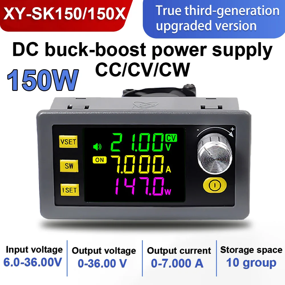 0-36V 7A/150W SK150 LCD DC Buck-boost Power Supply CC/CV/CW Adjustable Voltage Regulator Power Supply MPPT Solar Charging Module