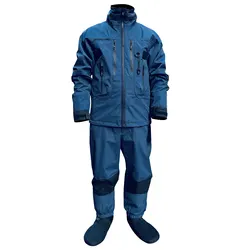 Terno impermeável de pesca para homens e mulheres, cintura isolada para Wader, jaqueta com capuz, roupas de vela, azul marinho, inverno