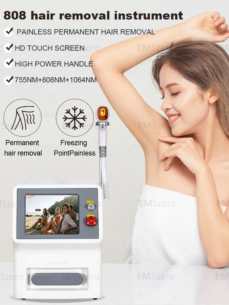 4 คลื่น IPL Professional ไดโอด lce TitaniumLaser กําจัดขนแบบพกพา 808 755 Alexandrite อุปกรณ์ถาวร