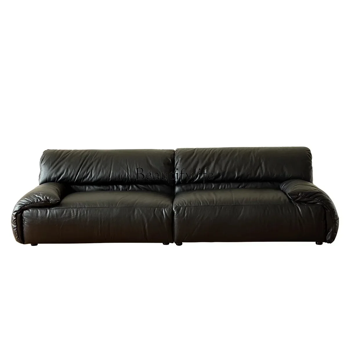 FG*Medieval leather sofa Italian minimalist living room straight row oil wax leather