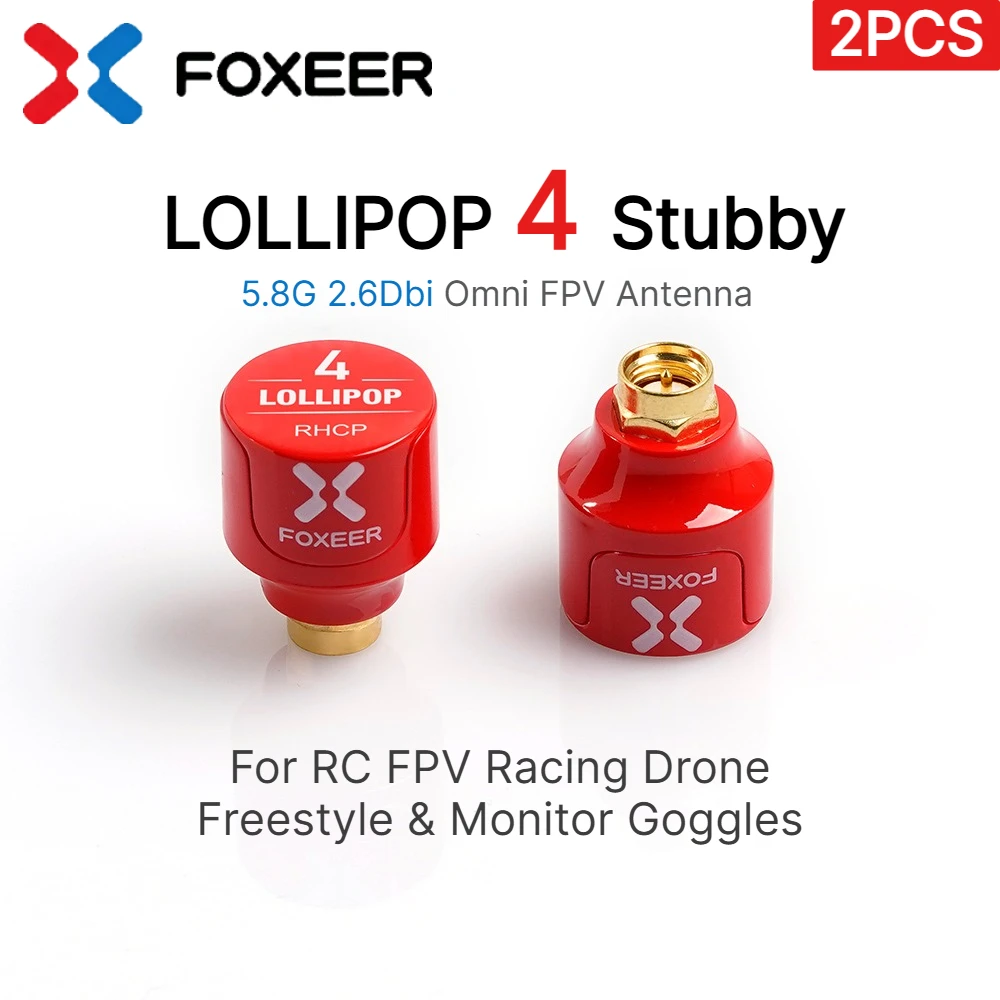 2PCS Foxeer Lollipop 4 Stubby V4 FPV Omni Micro Mushroom Antenna 5.8G 2.6dBi RHCP SMA RP-SMA for RC FPV Racing Drone Goggle