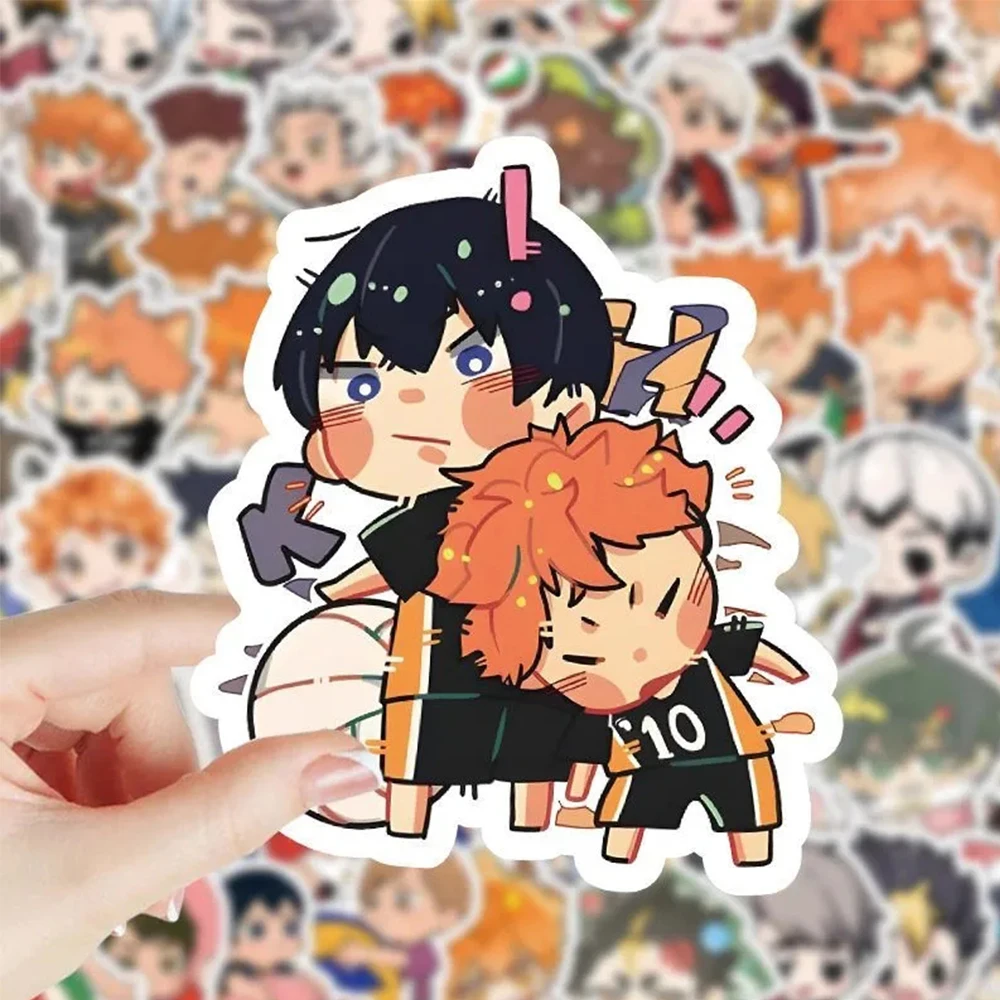 Haikyuu Kawaii Anime, 10 pièces, 30 pièces, 60 pièces Autocollants de graffiti de dessin animé mignon HinMiShoyo, décalcomanie de manga bricolage, valise, téléphone, planche à roulettes