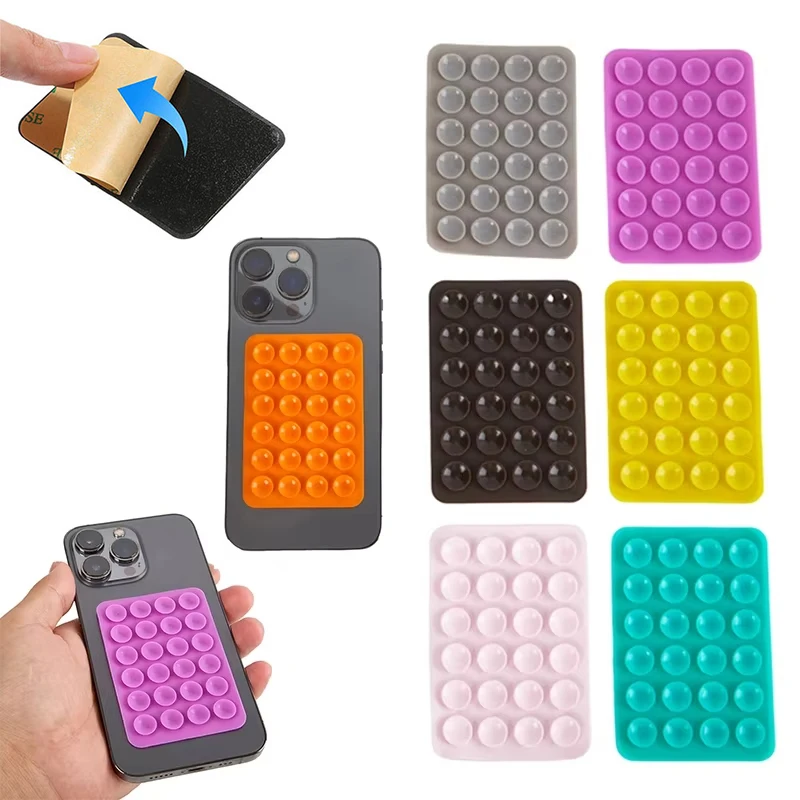 

Силиконовый 24-присосной держатель для телефона, многофункциональный коврик на присоске, настенная подставка, противоскользящий односторонний чехол, клейкое крепление, задние наклейки