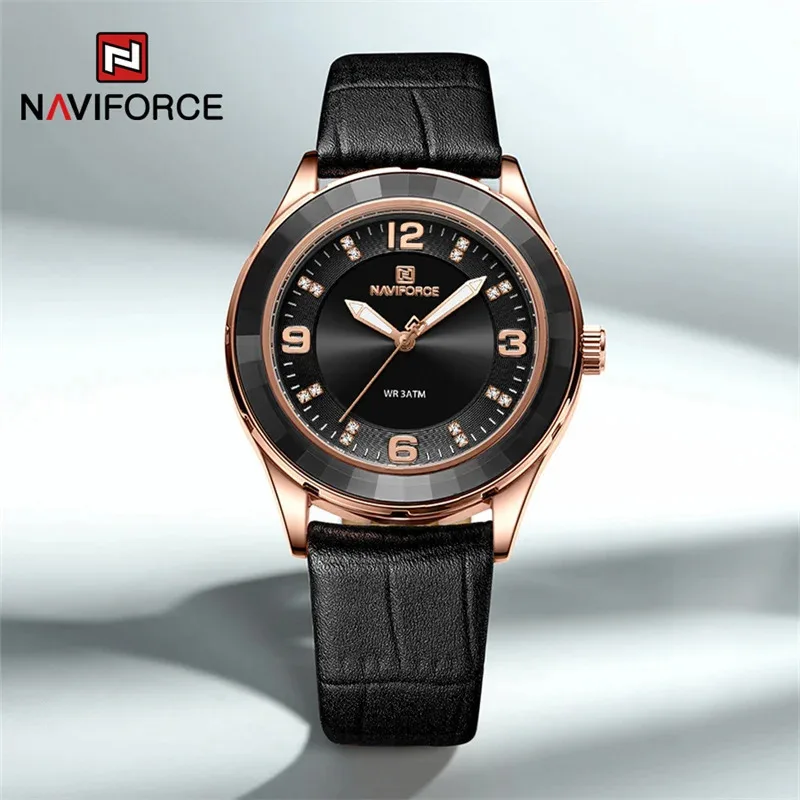 

NAVIFORCE 5040 New Women's Watch High Quality Waterproof Female Quartz Wristwatches Leather Bracelet Ladies Watch Reloj Mujer