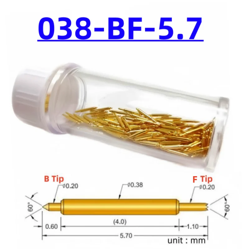 

100pcs Double-ended Test Needle Test Probe BGA Semiconductor Probe 038-BF-5.7L Telescopic Spring Test Pin 5.7 Pogo Pin